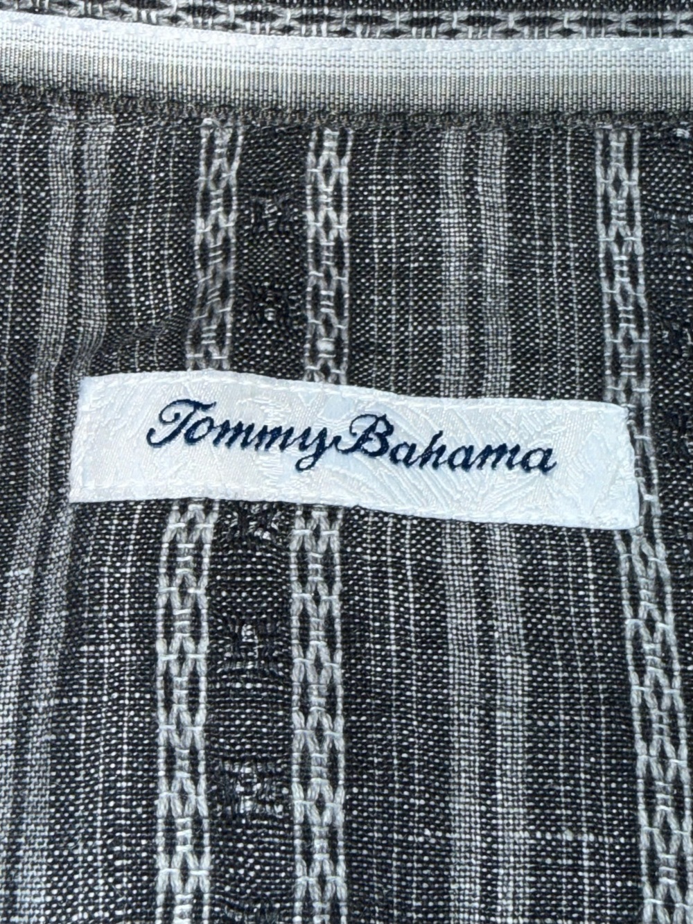 Tommy Bahama Men’s Linen Cotton Grey White Palm Tree Button Up XL Travel Resort - Picture 5 of 11